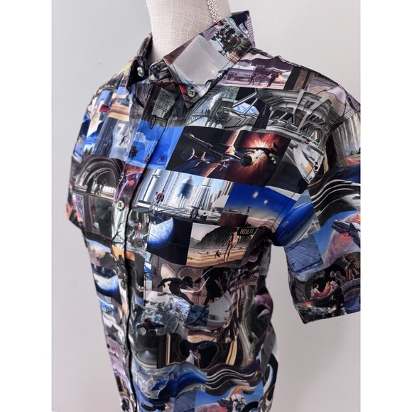 Star Wars RSVLTS Comic to the Darkside Button Down Shirt KUNUFLEX Size XS May 4 - Picture 2 of 9